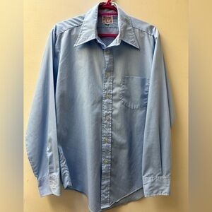 1970s De-Luxe Light Blue Dress Shirt Medium